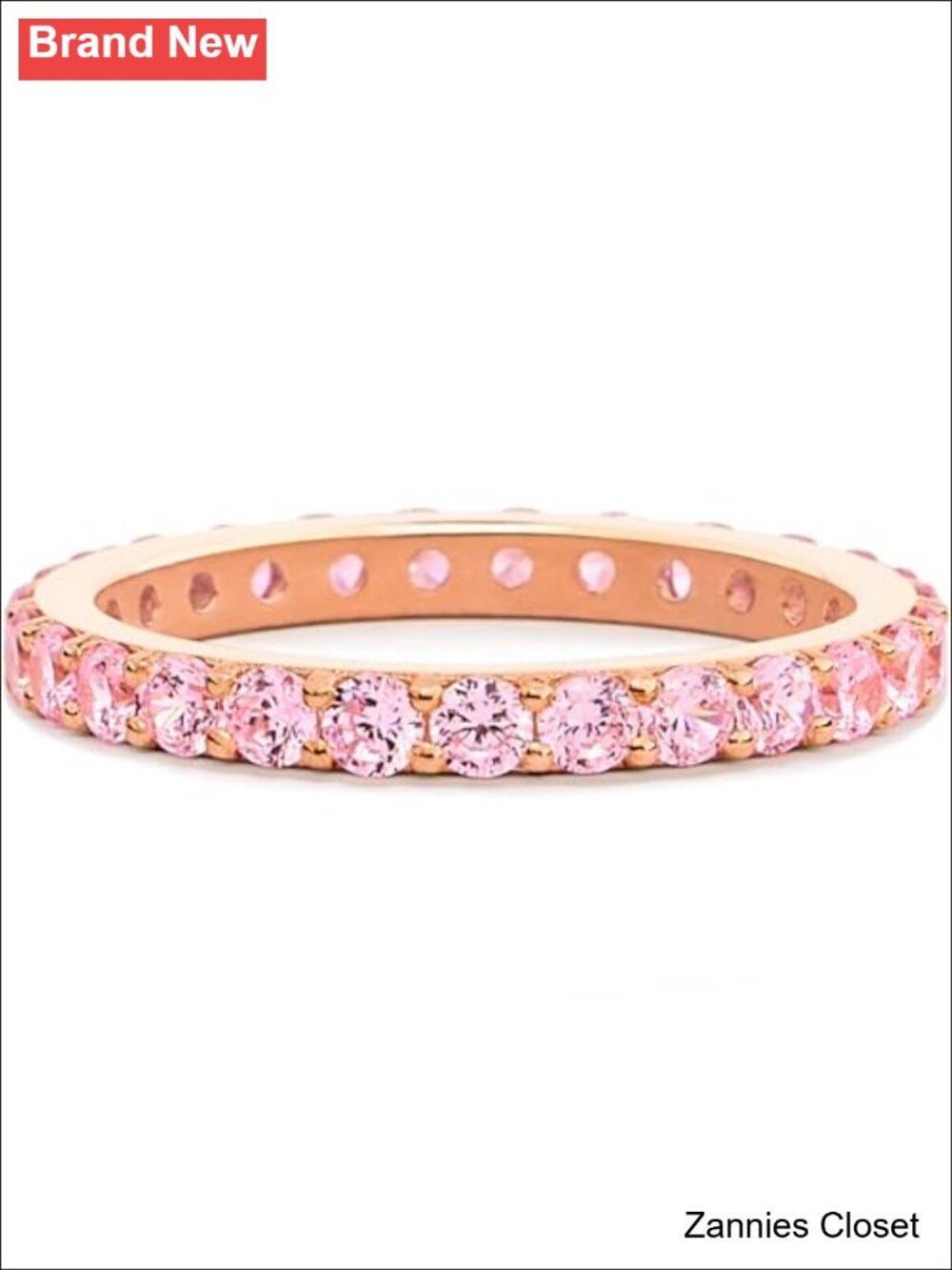 💍 Rose Gold Plated Eternity Band Ring Cubic Zirconia Wedding Stacking Ring